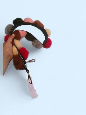 Pom Pom Leather Bag Strap in Multi-Color